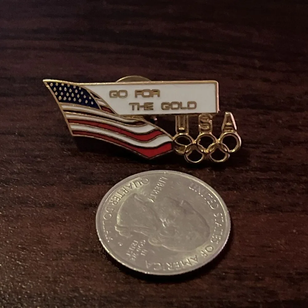 1996 Atlanta‎ Olympics Team USA American Flag Go For The Gold Lapel Hat Pin